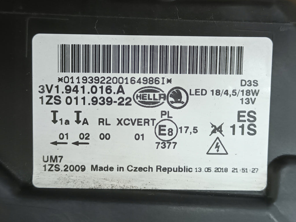 Frontscheinwerfer Skoda Superb III 3V1941016A Rechts Scheinwerfer Headlight SCH5280331266zd