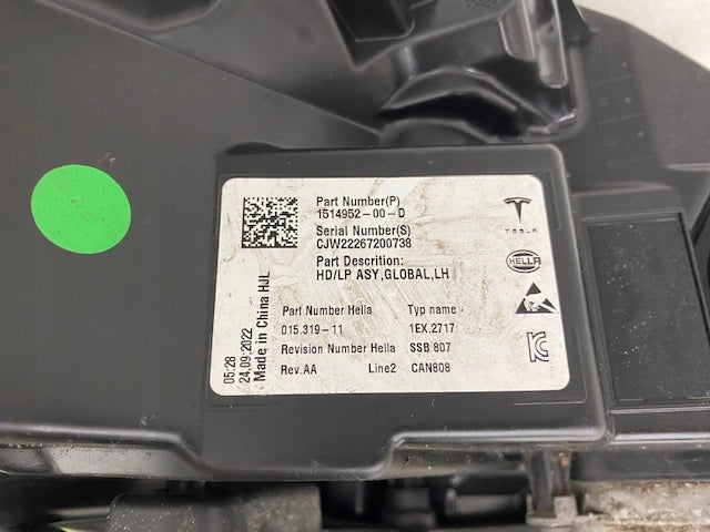 Frontscheinwerfer Tesla Model 3 Y 1514952-00-D Full LED Links Headlight