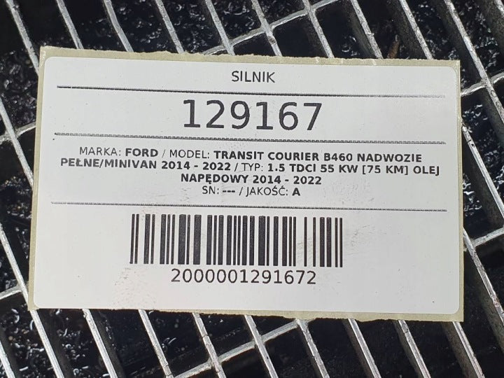 Motor Ford Transit Courier XWCB 1.5 TDCI 75PS 55kW 121TKm 2019 Diesel Komplett MOT2779372609gh