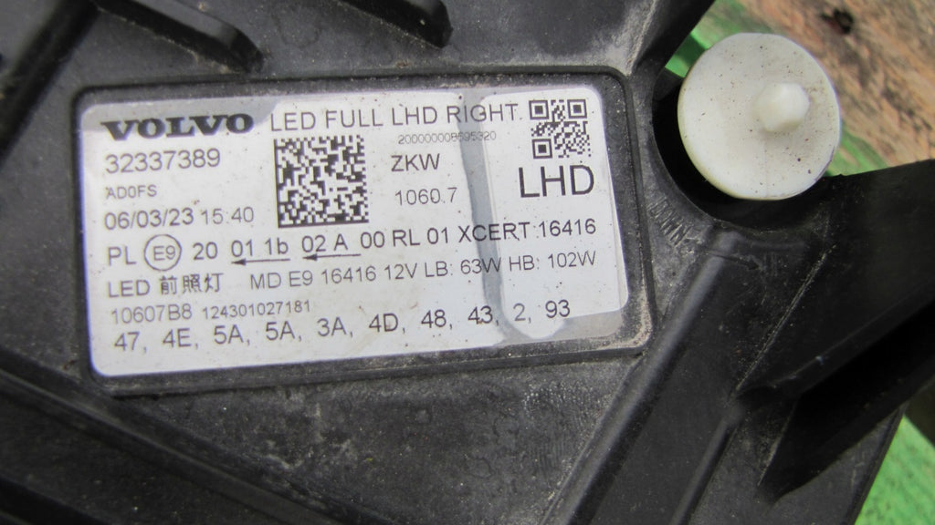 Frontscheinwerfer Volvo Xc60 II 32337389 Full LED Rechts Scheinwerfer Headlight SCH5081285601bz