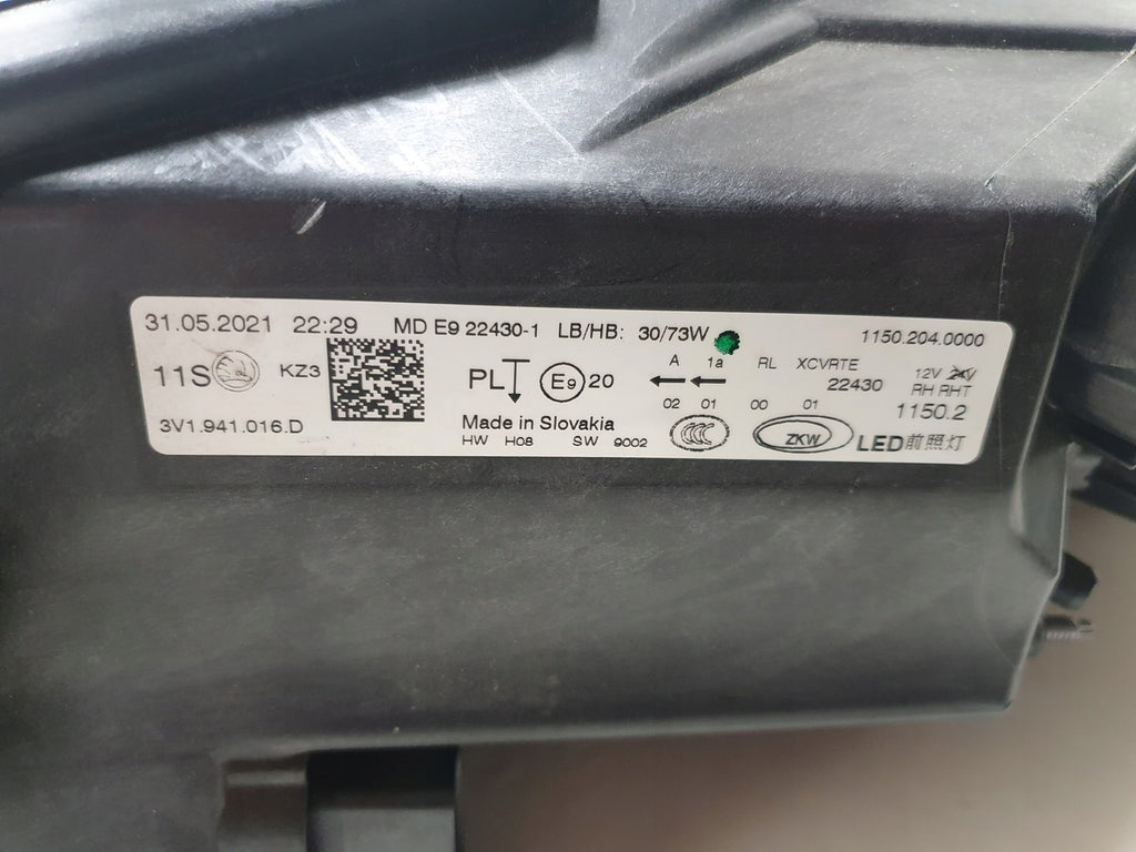 Frontscheinwerfer Skoda Superb III 3V1941016D FULL LED Rechts Headlight