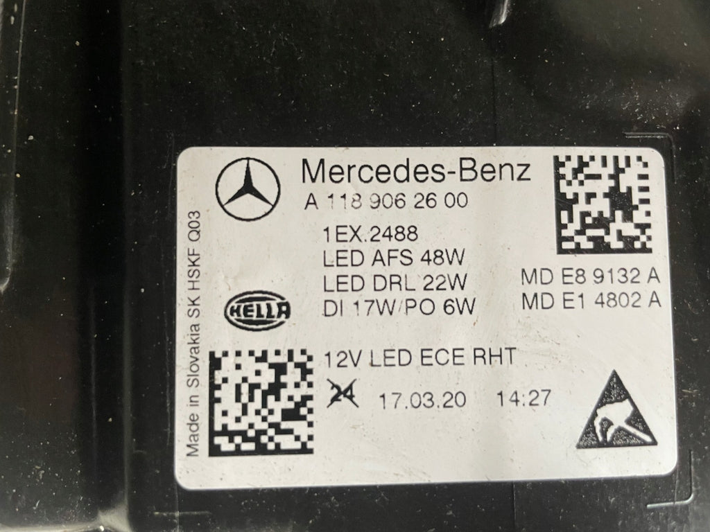 Frontscheinwerfer Mercedes-Benz Cla A1189062600 LED Rechts Headlight SCH9257963266eg