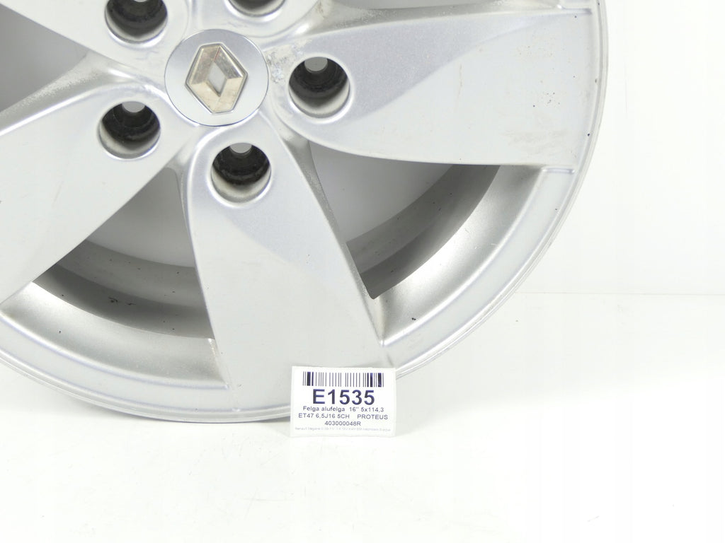 1x Alufelge 16 Zoll 6.5" 5x114.3 47ET 403000048R Renault Megane III Scenic