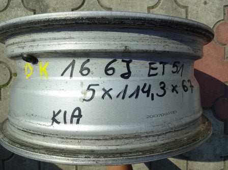 1x Alufelge 16 Zoll 6.0" 5x114.3 51ET Glanz Silber 52910-14235 Kia Venga FEL2869913494np