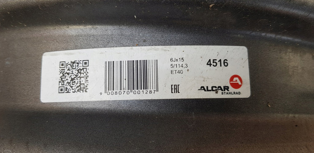 1x Alufelge 15 Zoll 6.0" 5x114.3 40ET 124R-000266 Hyundai Rim Wheel