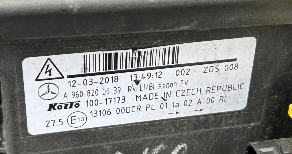 Frontscheinwerfer Mercedes-Benz A9608200639 Xenon Links Scheinwerfer Headlight SCH7882076178za