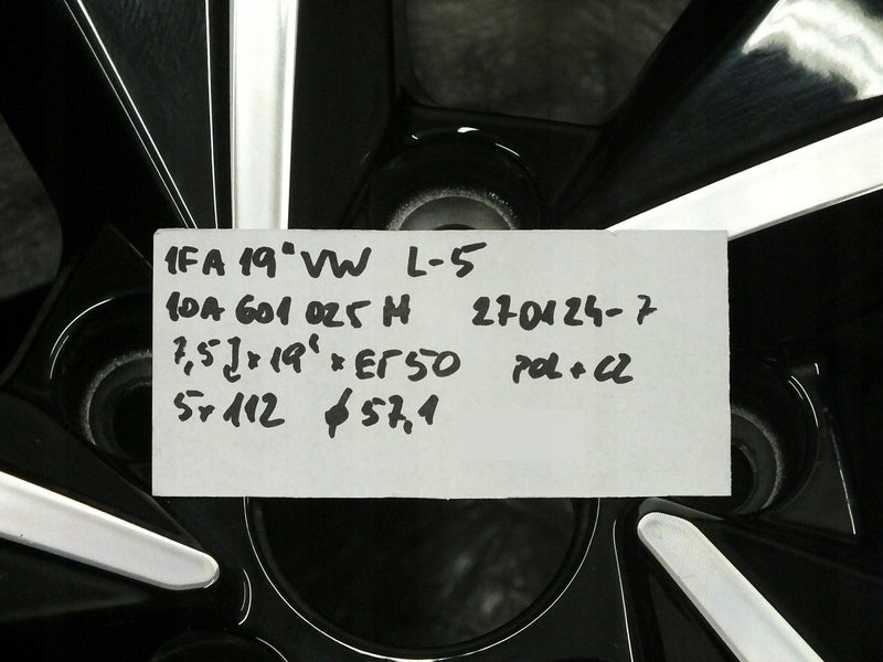 1x Alufelge 19 Zoll 7.5" 5x112 50ET Glanz Schwarz 10A601025H Vw Rim Wheel FEL9285456880cq