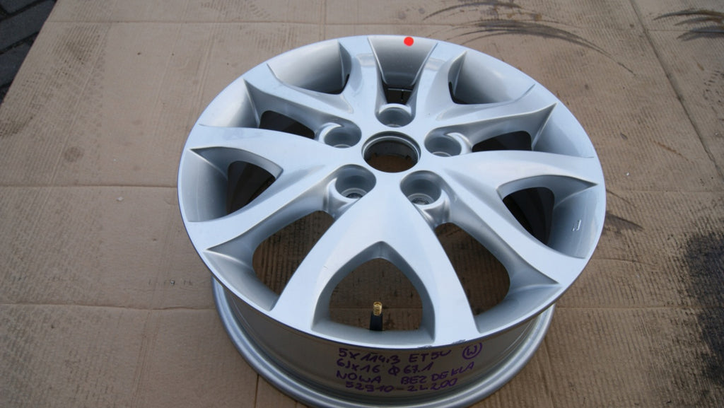 1x Alufelge 16 Zoll 6.0" 5x114.3 50ET Glanz Silber 52910-2L200 Hyundai I FEL3231135719jr
