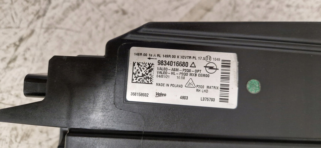 Frontscheinwerfer Opel Mokka 9834016680 LED Rechts Scheinwerfer Headlight