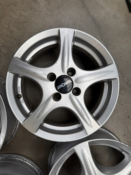 4x Alufelge 14 Zoll 6.0" 4x100 38ET Glanz Silber Rim Wheel FEL4128476453jm