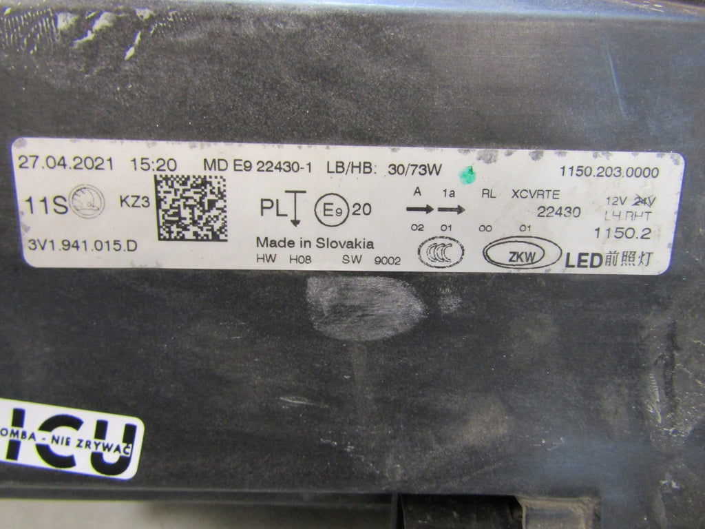 Frontscheinwerfer Skoda Superb III 3V1941015D LED Links Scheinwerfer Headlight