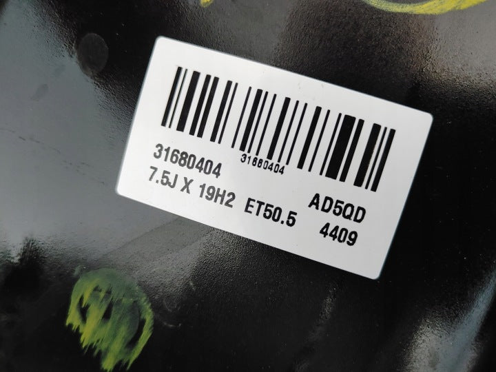 1x Alufelge 19 Zoll 7.5" 5x108 50 5ET Glanz Schwarz 31680404 Volvo Xc40 FEL2951210976fz