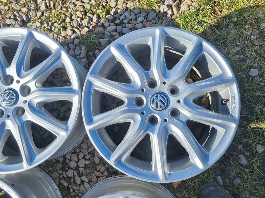 4x Alufelge 16 Zoll 6.5" 5x112 48ET Glanz Silber KBA48662 VW Rim Wheel FEL9284537797wr