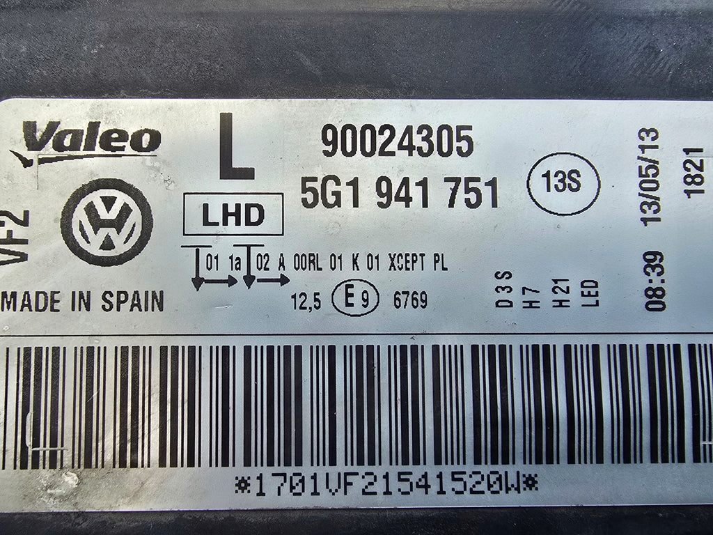 Frontscheinwerfer VW Golf VII 5g1 5G1941751 90024305 Xenon Links Headlight SCH7244584078ce