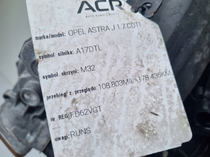 Motor Opel Astra A17DTE 1.7 CDTI 110PS 81kW 178TKm 2009 Diesel Engine Komplett MOT6329603032kv