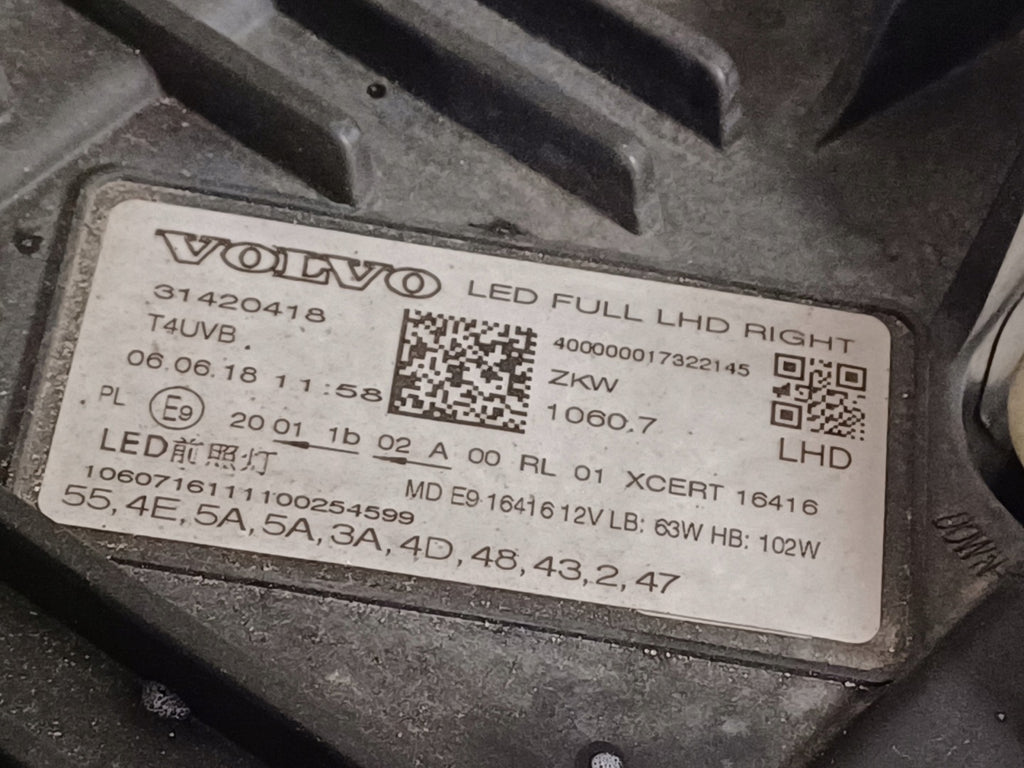Frontscheinwerfer Volvo Xc60 31420418 LED Rechts Scheinwerfer Headlight SCH9552170544iv