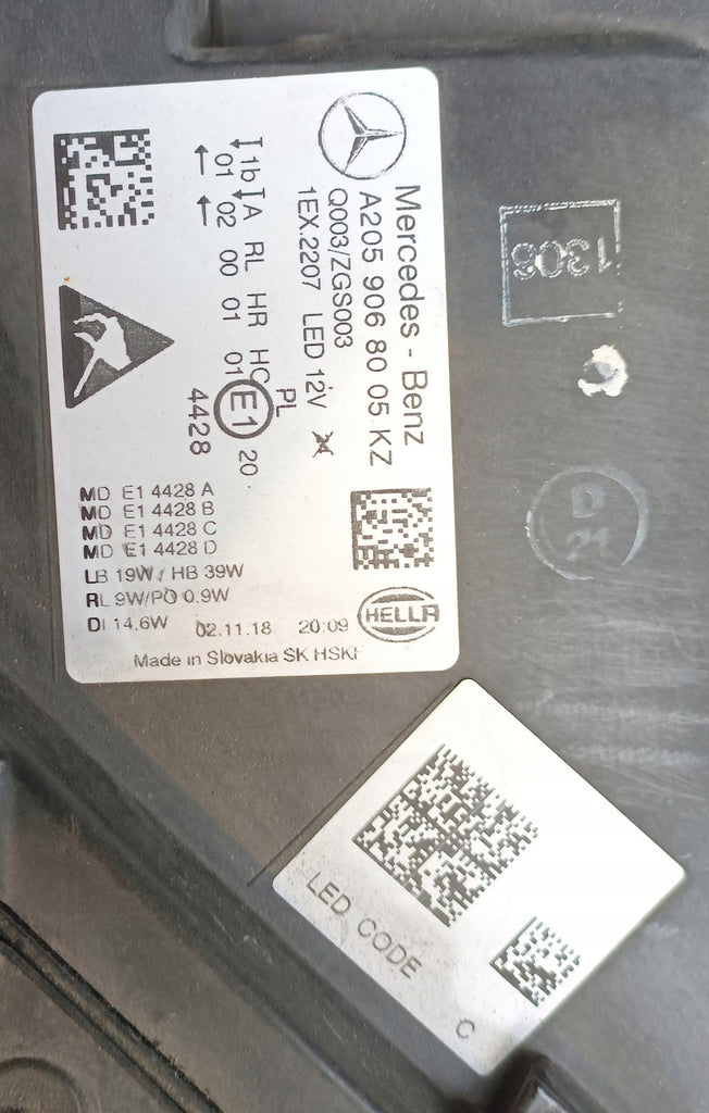 Frontscheinwerfer Mercedes-Benz W205 A2059068005 LED Rechts Headlight SCH3092477545pj