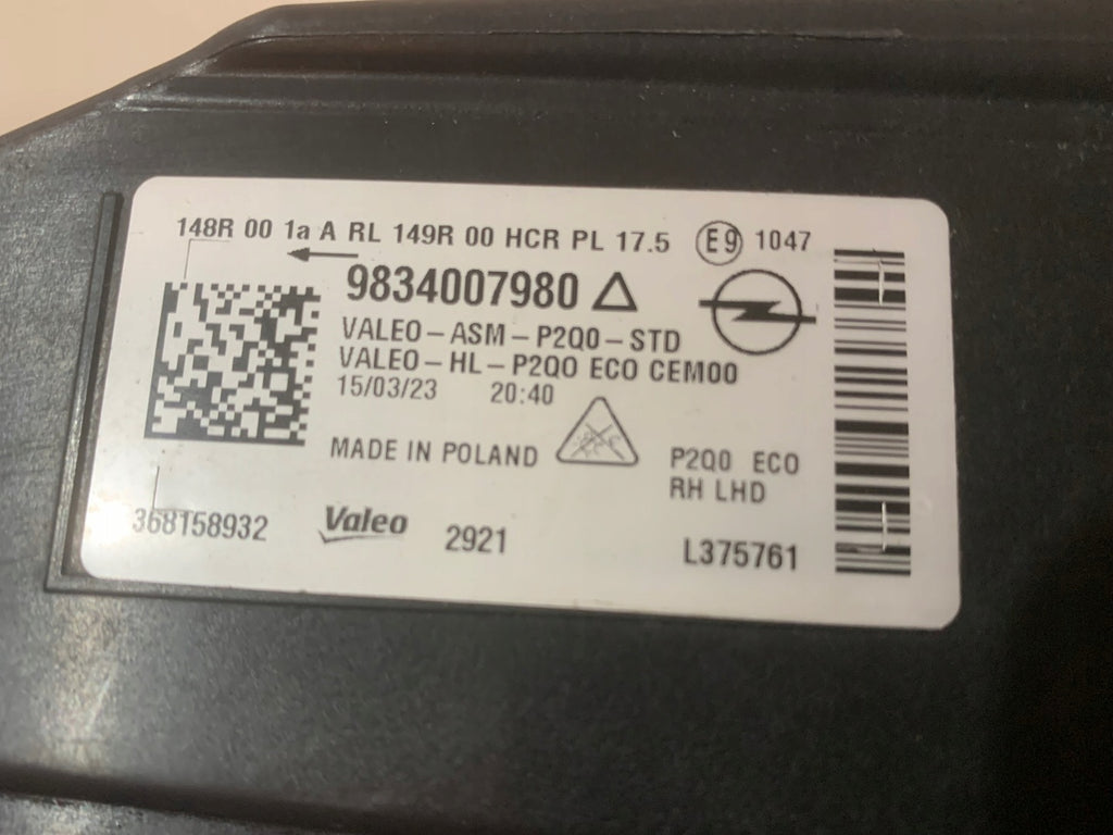 Frontscheinwerfer Opel Mokka 9834007980 LED Rechts Scheinwerfer Headlight SCH5987778051mr