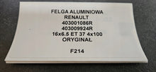 Load image into Gallery viewer, 1x Alufelge 16 Zoll 4x100 403009924R 403001086R Renault Clio 1 V Rim Wheel FEL8947783680tk