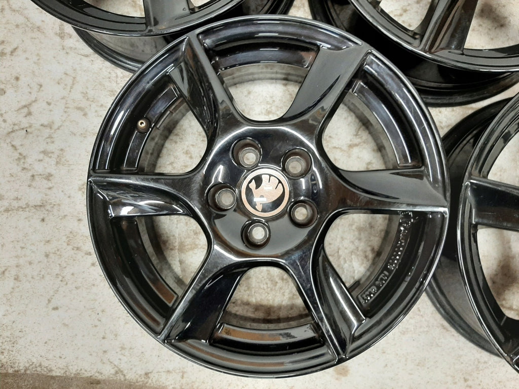 4x Alufelge 15 Zoll 6.0" 5x100 38ET Glanz Schwarz TL60538 Skoda Fabia I FEL8768591266fa