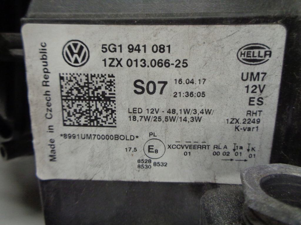 Frontscheinwerfer VW Golf VII 5G1941081 LED Links Scheinwerfer Headlight SCH5780561443yx