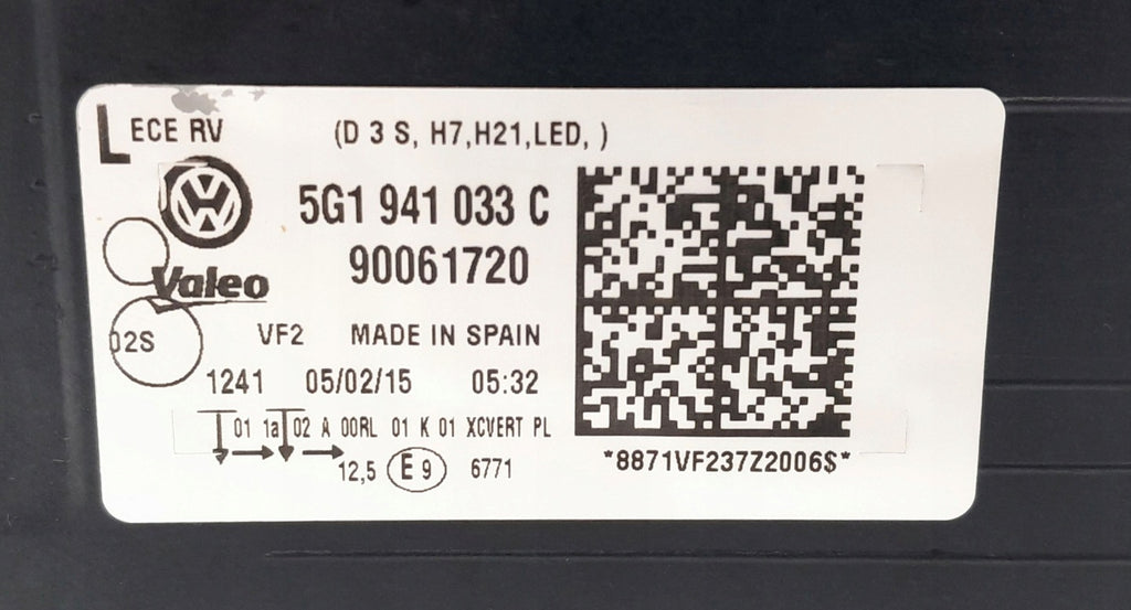 Frontscheinwerfer VW Golf VII 5G1941033C Bi-Xenon Links Scheinwerfer Headlight SCH1036220556ls