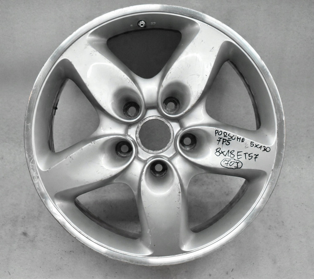 1x Alufelge 18 Zoll 8.0" 5x130 57ET Glanz Silber 7L5601025C Porsche Cayenne