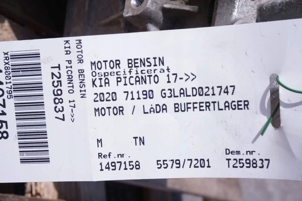 Motor Kia Picanto G3LA 1.0 MPI Benzin Engine Unkomplett