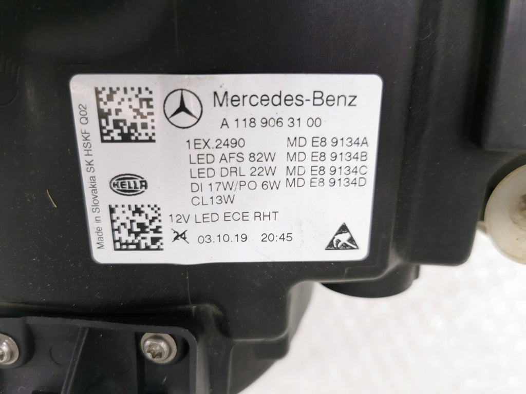 Frontscheinwerfer Mercedes-Benz Cla A1189063100 Links Scheinwerfer Headlight SCH1225933248ot