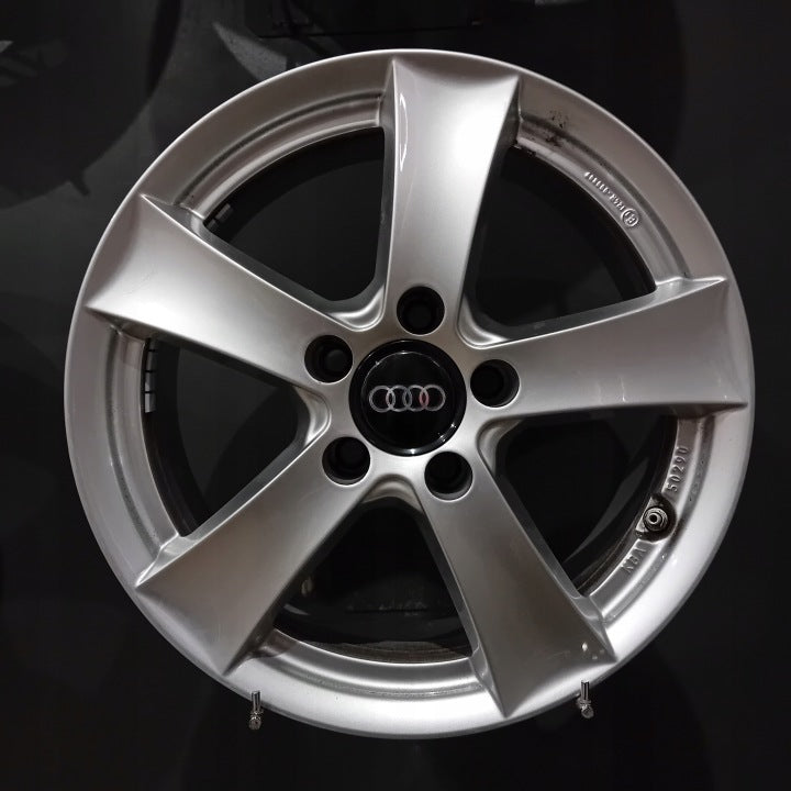 4x Alufelge 16 Zoll 6.5" 5x112 38ET Glanz Silber Audi Rim Wheel FEL8313133321gr