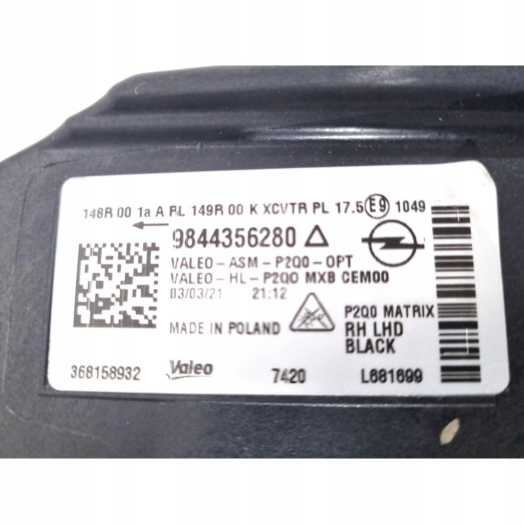 Frontscheinwerfer Opel Mokka 9844356280 Full LED Rechts Scheinwerfer Headlight SCH6748164915rb