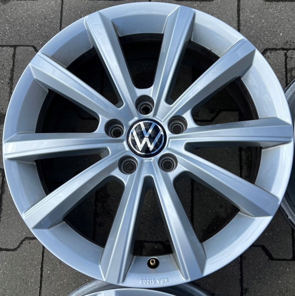 4x Alufelge 17 Zoll 6.5" 5x112 38ET Glanz Silber 5NA071497A VW I Rim Wheel FEL6466747120jc