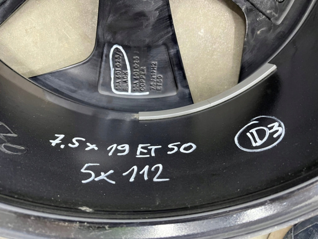 1x Alufelge 19 Zoll 7.5" 5x112 50ET Glanz Schwarz 10A601025H VW Id.3 Rim Wheel FEL4754887612gv