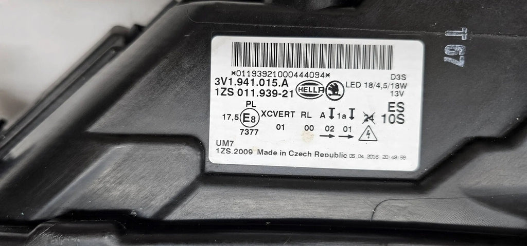 Frontscheinwerfer Skoda Superb III 3V1941015A Links Scheinwerfer Headlight