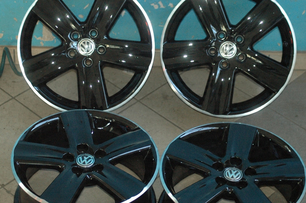 4x Alufelge 16 Zoll 6.5" 5x100 43ET Schwarz 6Q0601025S Skoda Golf Rim Wheel