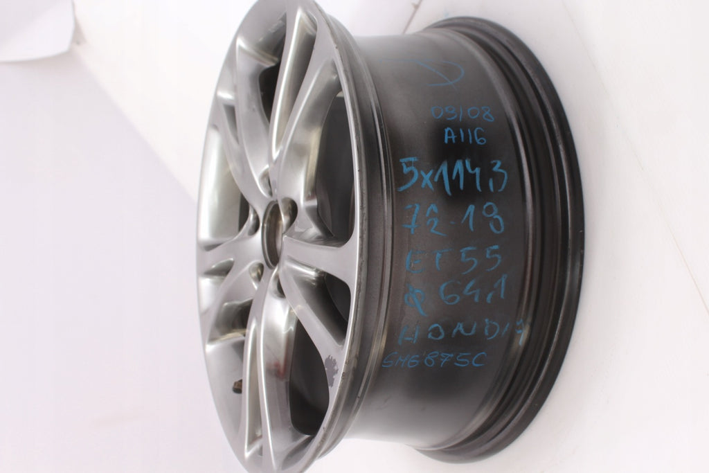 1x Alufelge 18 Zoll 7.5" 5x114.3 55ET Glanz Silber SMG875C Honda Rim Wheel FEL8891115143pv