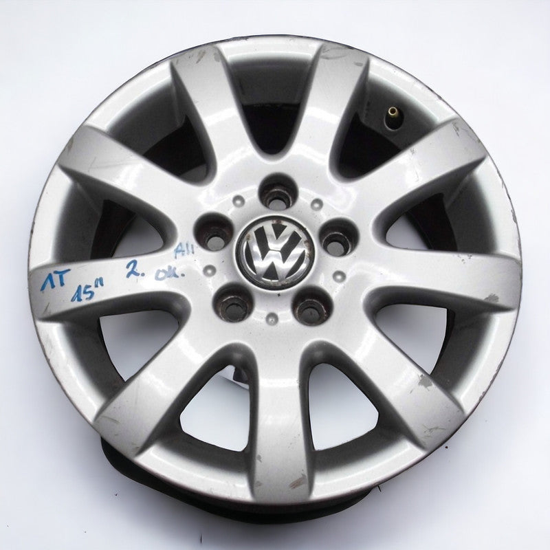 1x Alufelge 15 Zoll 6.5" 5x112 50ET Glanz Silber 1K0601025AQ VW Golf V Touran