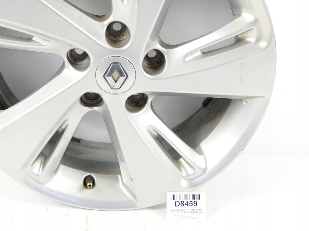 1x Alufelge 17 Zoll 7.0" 5x114.3 49ET 403006435R Renault Megane III 1 Scenic FEL9621635799fz