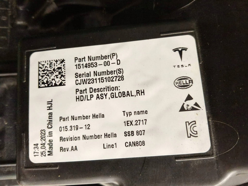 Frontscheinwerfer Tesla Model Y 151495300D Rechts Scheinwerfer Headlight SCH4923169475hd