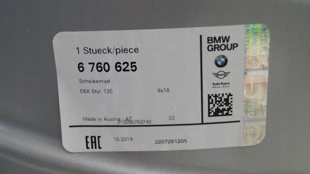 1x Alufelge 18 Zoll 8.0" 5x120 14ET 6760625 BMW 5 E60 6 E63 Rim Wheel FEL5125615656iq