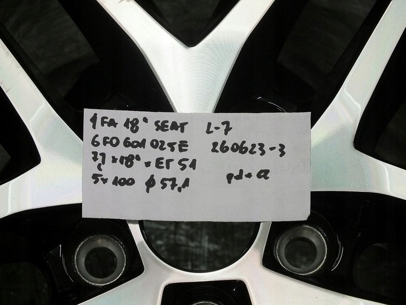 1x Alufelge 18 Zoll 7.0" 5x100 51ET Glanz Schwarz 6F0601025 Seat Rim Wheel FEL6255689394qp