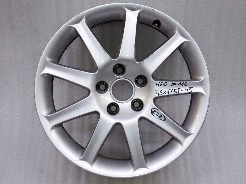 1x Alufelge 17 Zoll 7.5" 5x112 45ET Glanz Silber 4F0601025J Audi A6 C6 Rim Wheel