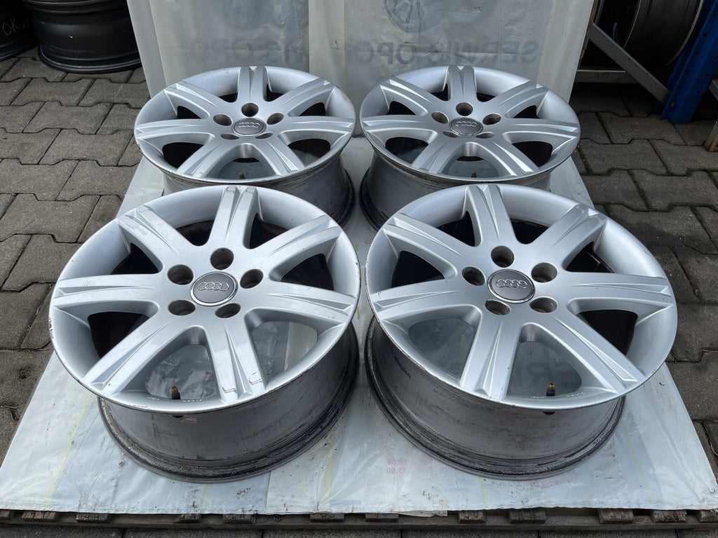 4x Alufelge 16 Zoll 7.0" 5x112 42ET Matt Silber Audi C6 Rim Wheel