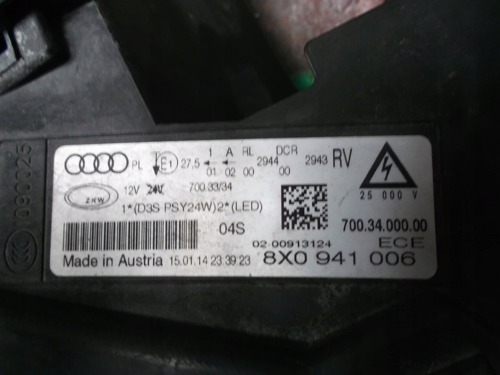 Frontscheinwerfer Audi A1 8X0941006 Rechts Scheinwerfer Headlight