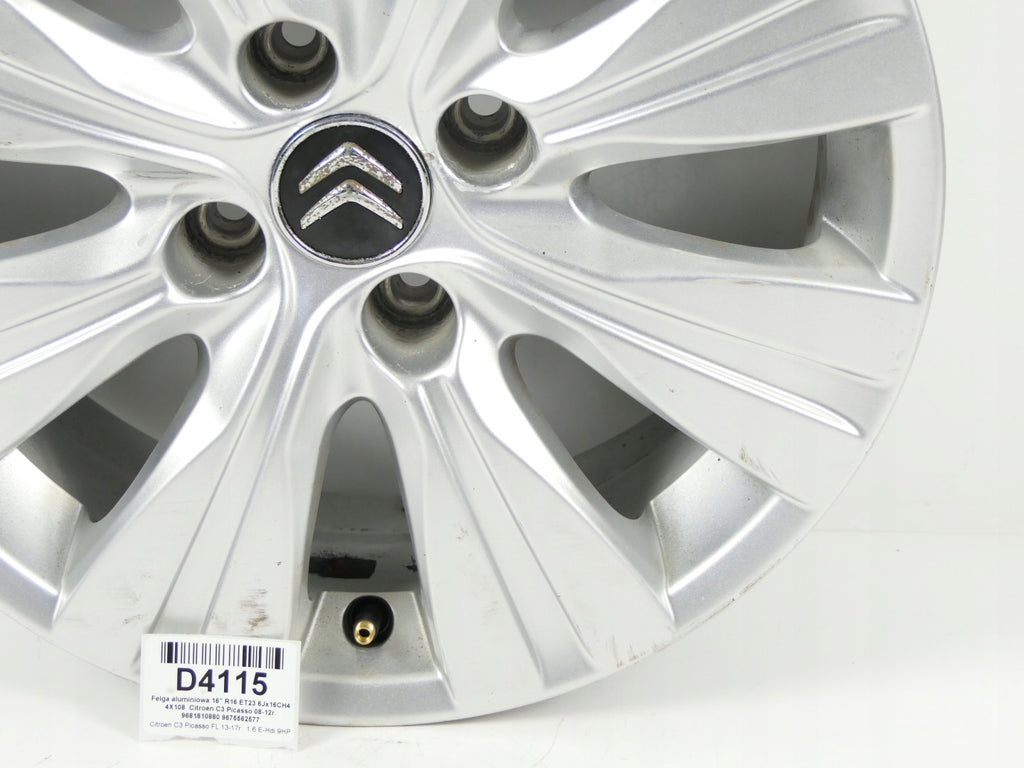 1x Alufelge 16 Zoll 6.0" 4x108 23ET 9681810880 9675562577 Citroën Picasso I C3 FEL1946759698qa