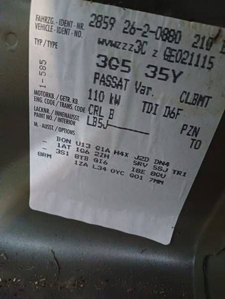 Motor VW Golf III VII Passat B8 CRLB 2.0 TDI 150PS 110kW 2015 Diesel Unkomplett