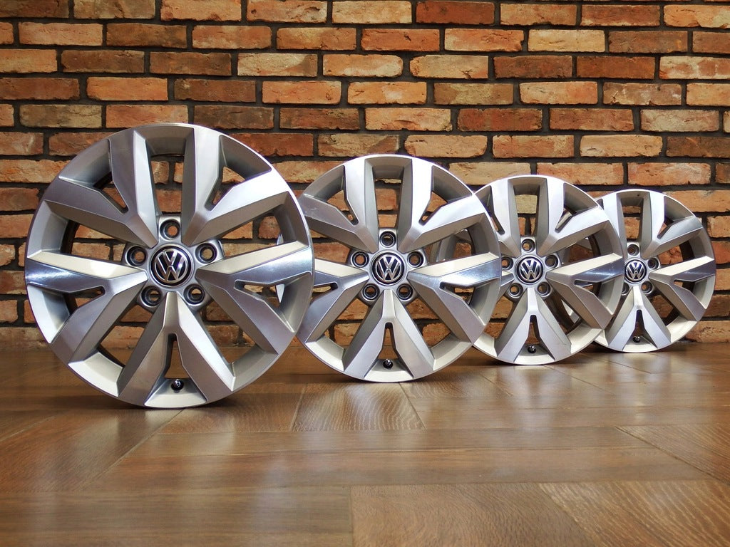 4x Alufelge 16 Zoll 6.5" 5x112 48ET Glanz Silber VW Golf Touran Rim Wheel FEL1050158444cu