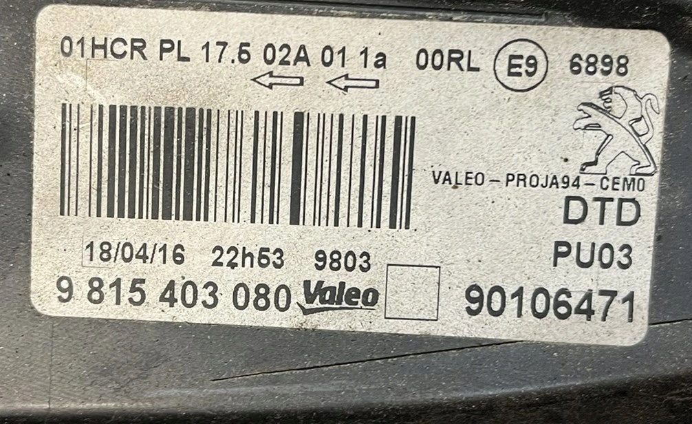 Frontscheinwerfer Peugeot 2008 I 9815403080 Rechts Scheinwerfer Headlight SCH3925559701ul