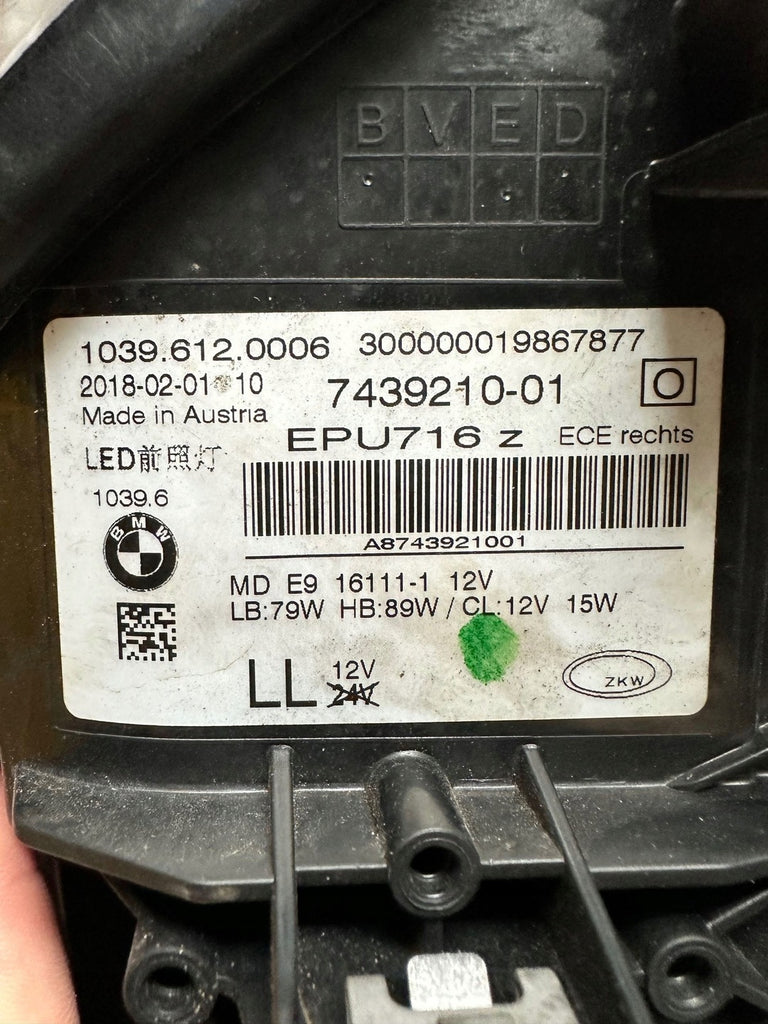 Frontscheinwerfer BMW 5 G31 G30 7439210-01 Rechts Scheinwerfer Headlight SCH7449139968nk
