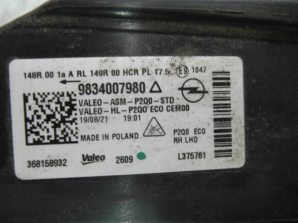 Frontscheinwerfer Opel Mokka 9834007980 LED Rechts Scheinwerfer Headlight SCH6840614310ka